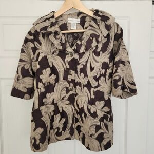Vintage Dancaster Women's Brown & Beige Patterned Suit Top‎ Jacket Size 8